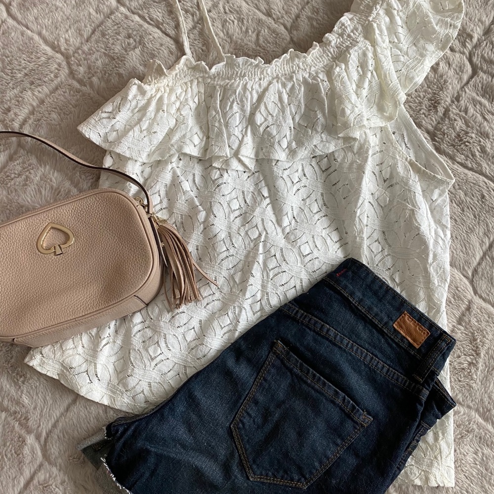 H&M one shoulder cotton lace top